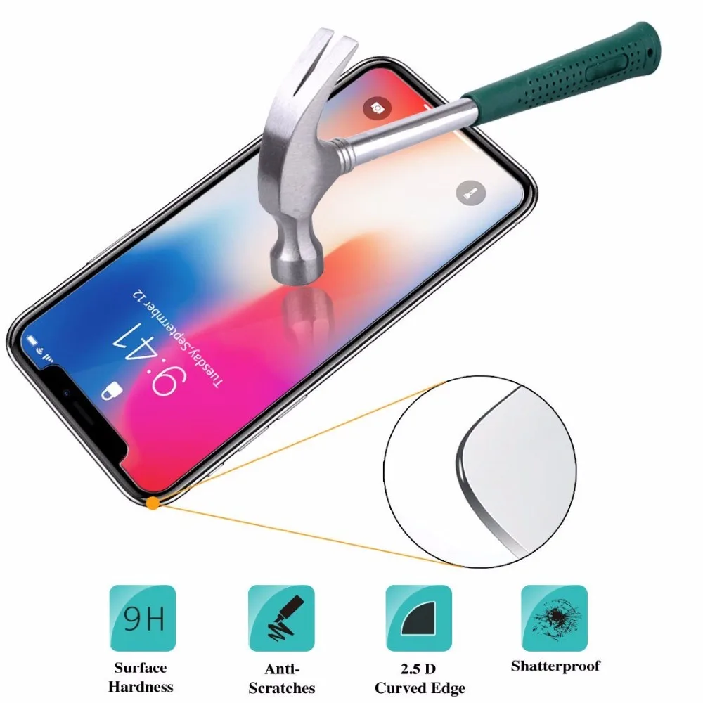 Tempered Glass For iPhone XS Max XR 6 6s 7 8 Plus 7P X 5 5s SE iX iXS 9H Hardness 2.5 D HD Front Screen Protector Film |