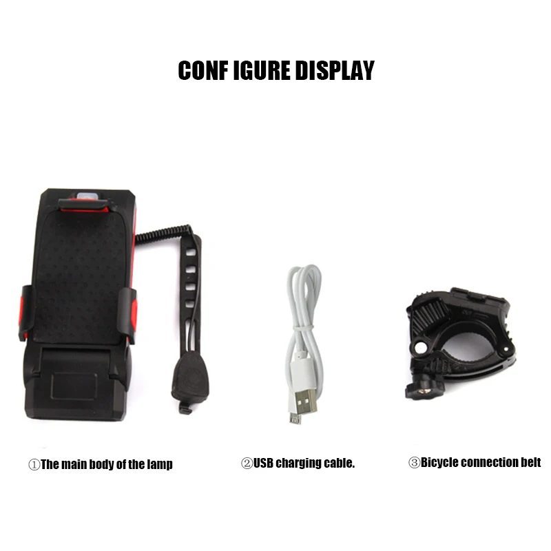 

4 IN 1 Led Bicycle Light Front USB Rechargeable Horn Phone Holder bicycle Lamp Flashlight For Bike Light Lantern