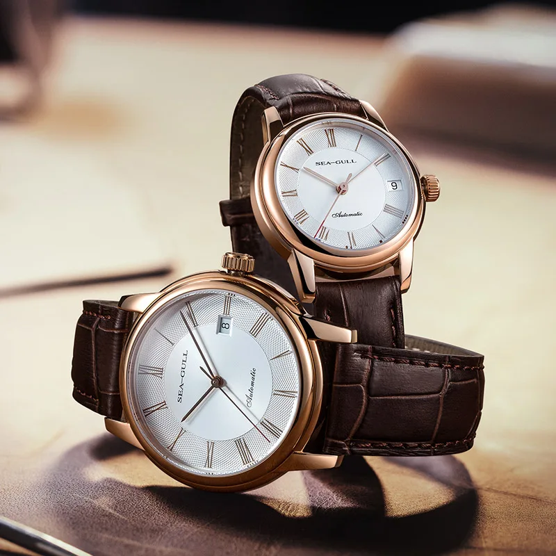 2019 seagull male and female couple mechanical watch simple belt buckle waterproof calendar lover stainless steel D519.405 | Наручные