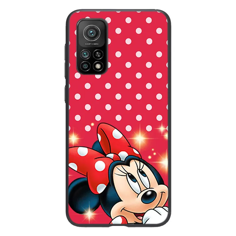 Red Mickey Minnie For Xiaomi Mi 12 11 10 11T 10T 9T 9 8 Note 10 Ultra Pro Lite TPU Soft Silicone Black Phone Case Funda Coque