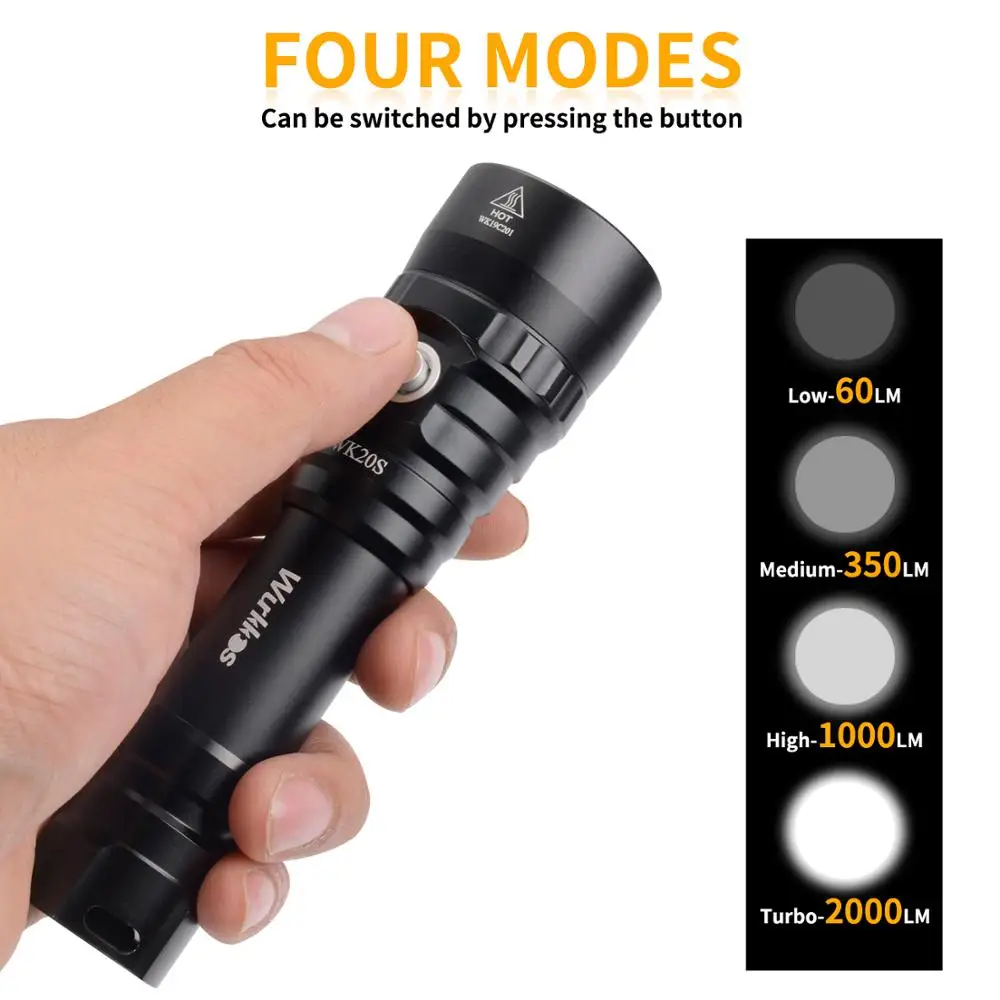 Comprar WK20S Linterna De Buceo De Gran Alcance XHP35 HD 2000lm 18650 Buceo Luz