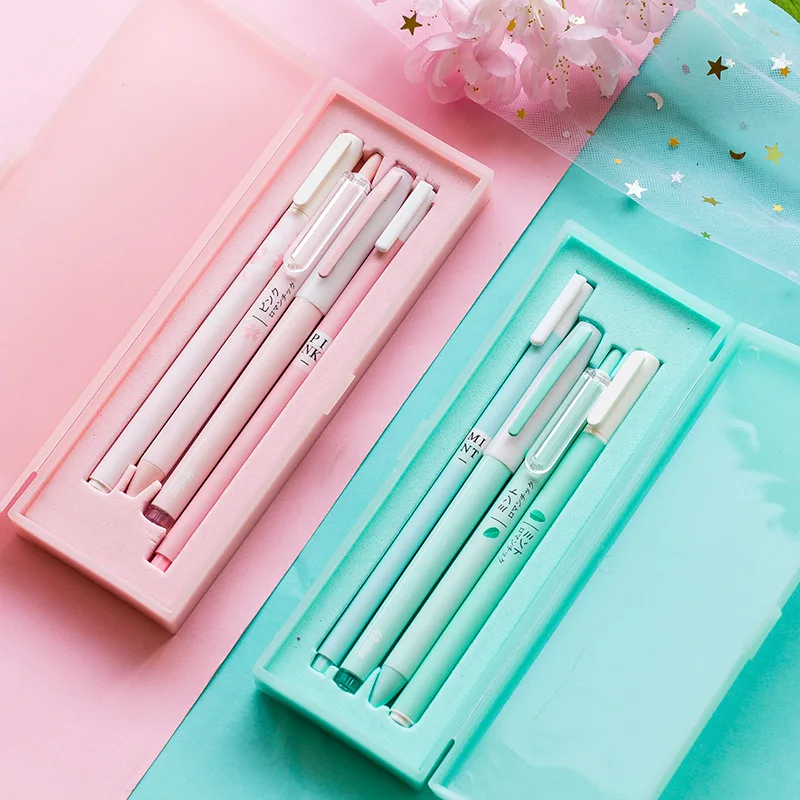 4 шт. гелевая ручка набор в коробке приятный розовый мята с вишней Зеленый