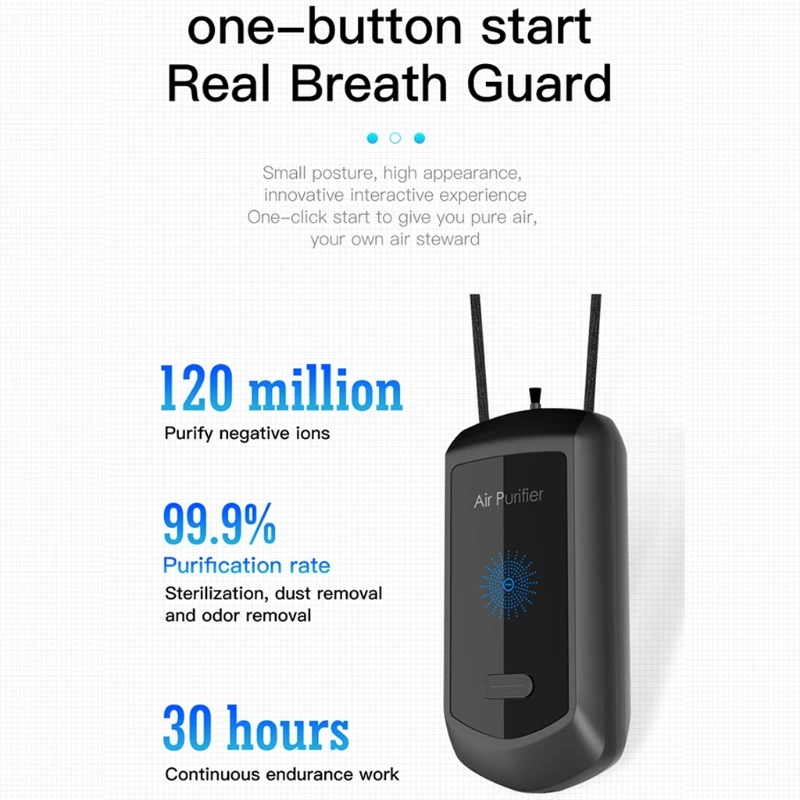 

2021 New Portable Small Personal Air Purifier Hanging Neck Necklace Negative Ions