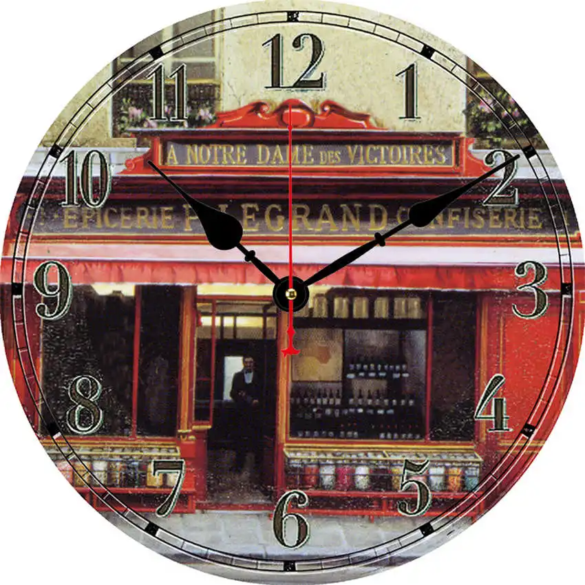 Store Clock F Парижская башня настенные часы, настенные часы Бесшумный ход, круглые Настенные часы, потертые ретро дома для декора кухни, duvar saati - Цвет: Store Clock F