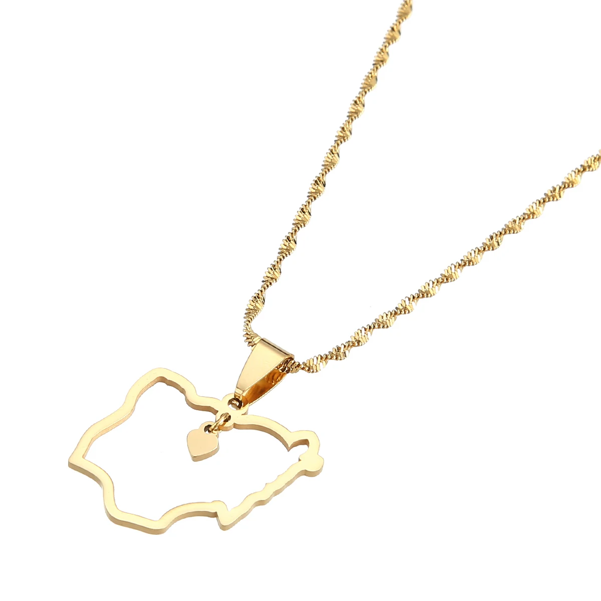 Ожерелье с подвеской в виде сердца из нержавеющей стали картой Нигерии для