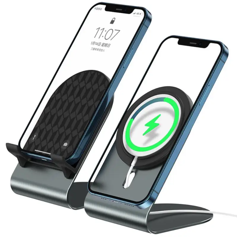 

Metal Magsafe Charging Holder Wireless Magnetic Mobile Charger Dock Stand For iPhone 12Pro Max/12Mini Portable Desk Bracket Base