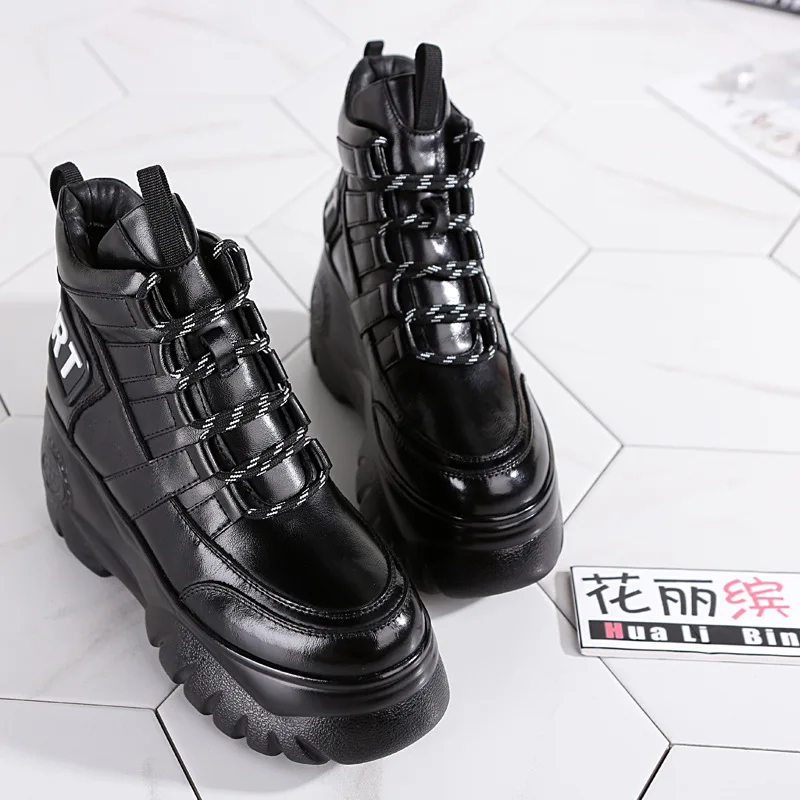 SWONCO/обувь из натуральной кожи кроссовки женская повседневная обувь Цвет Черный