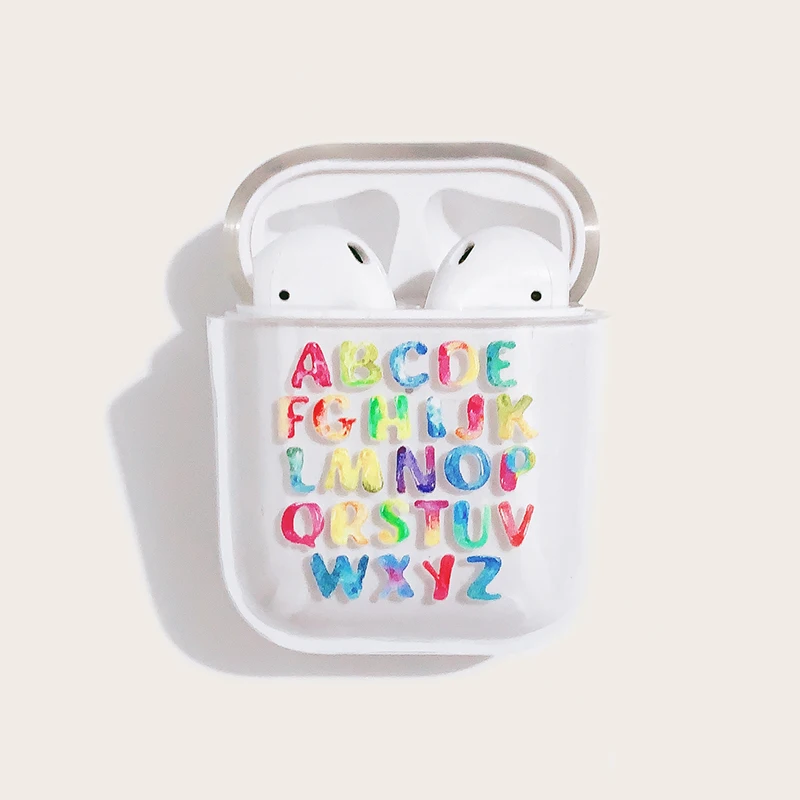 

Colored English letters bluetooth headset protective shell hard shell for airpods2 transparent shell