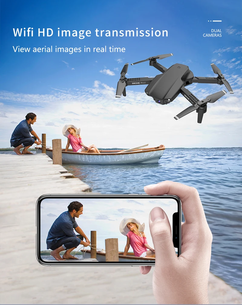 Мини Квадрокоптер E99Pro складной 4K Wi Fi Fpv|Радиоуправляемые вертолеты| |