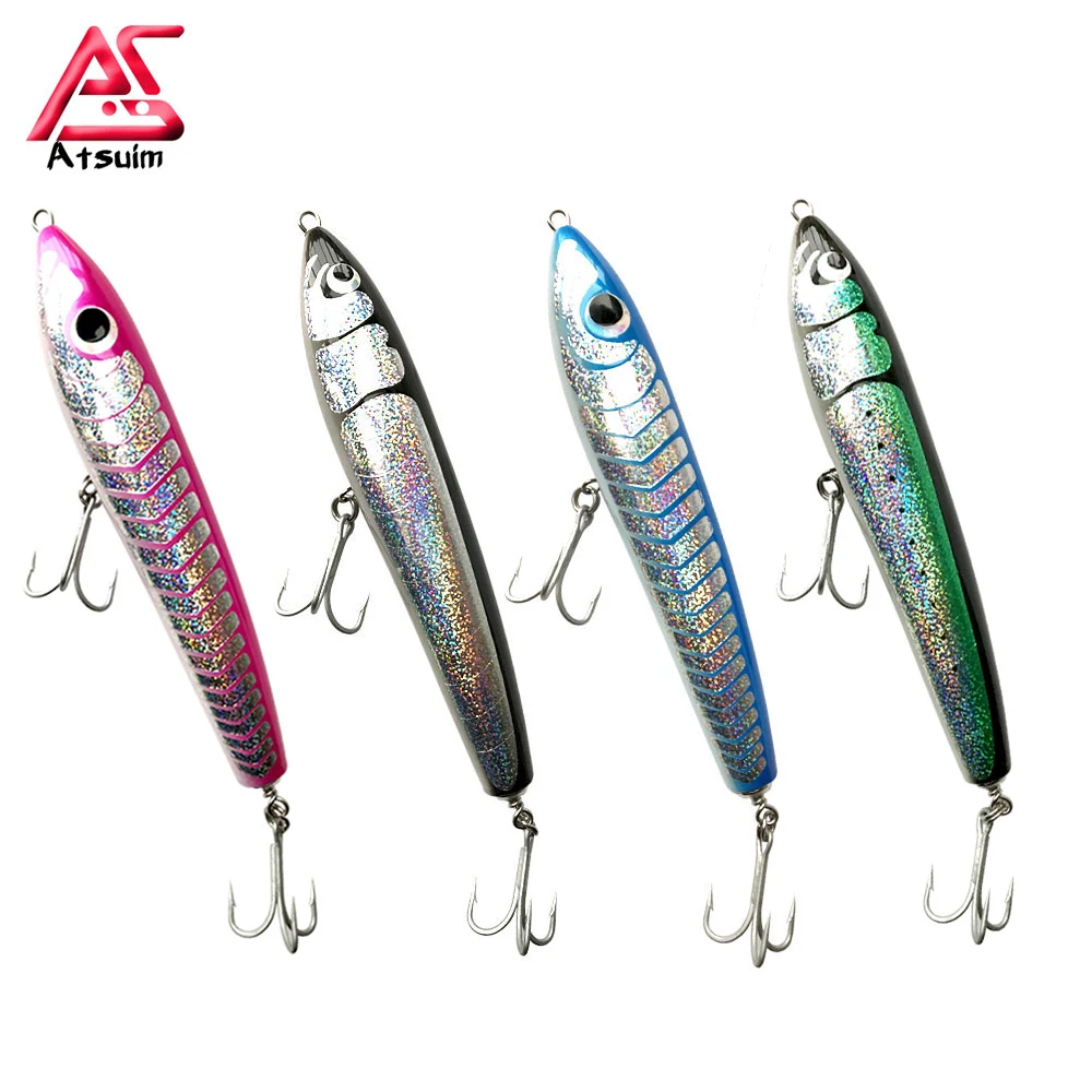 

AS 65g90g140g Wood Trolling Floating Fishing Lure Wooden Pencil GT Stickbaits Topwater Artificial Bait Saltwater Fishing Tackle