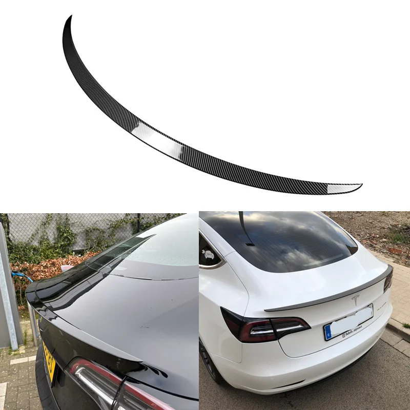 

Задний спойлер для багажника Tesla Model 3 2017-2019 2020 2021, задний спойлер для багажника из углеродного волокна, глянцевый черный спойлер для крыла из ...