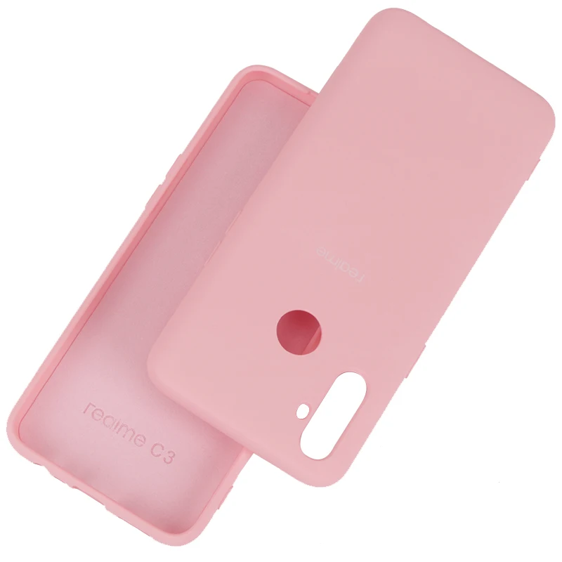 Оригинальный чехол для Realme C3 из жидкого силикона шелковистая мягкая на ощупь