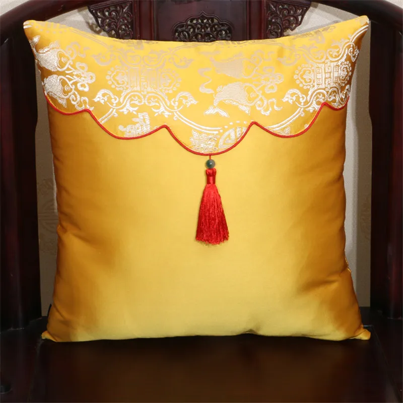 Чехол для подушки в китайском стиле с кисточками и рыбками драконами