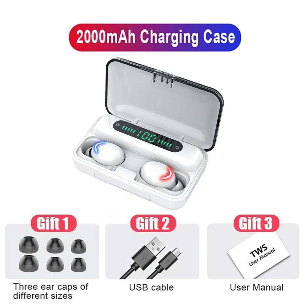 

F9-5C Smile Face TWS Digital Bluetooth 5.0 True Wireless 9D Stereo Sound Earphones Waterproof Sports Headset For Xiaomi Phones