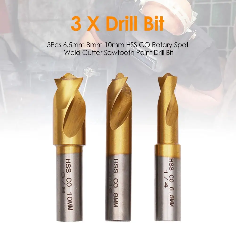 

3pcs Durable Hex Sheet Metal Hole Cutter HSS Spot Weld Cutter Remover Point Drill Bits Solder Joint Removal Drill Tools