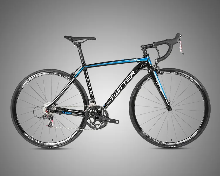 blue road bike TWITTER 700C шоссейный велосипед 22 скорости Алюминиевый шоссейный велосипед углеродная вилка - Цвет: blue road bike
