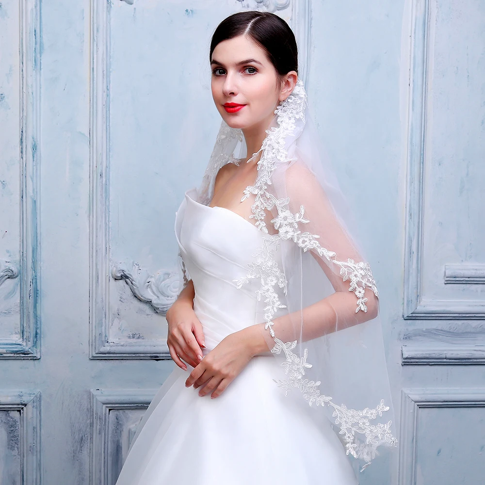 Новинка 2019 элегантная женская двухслойная Фата для невесты мягкий тюль с