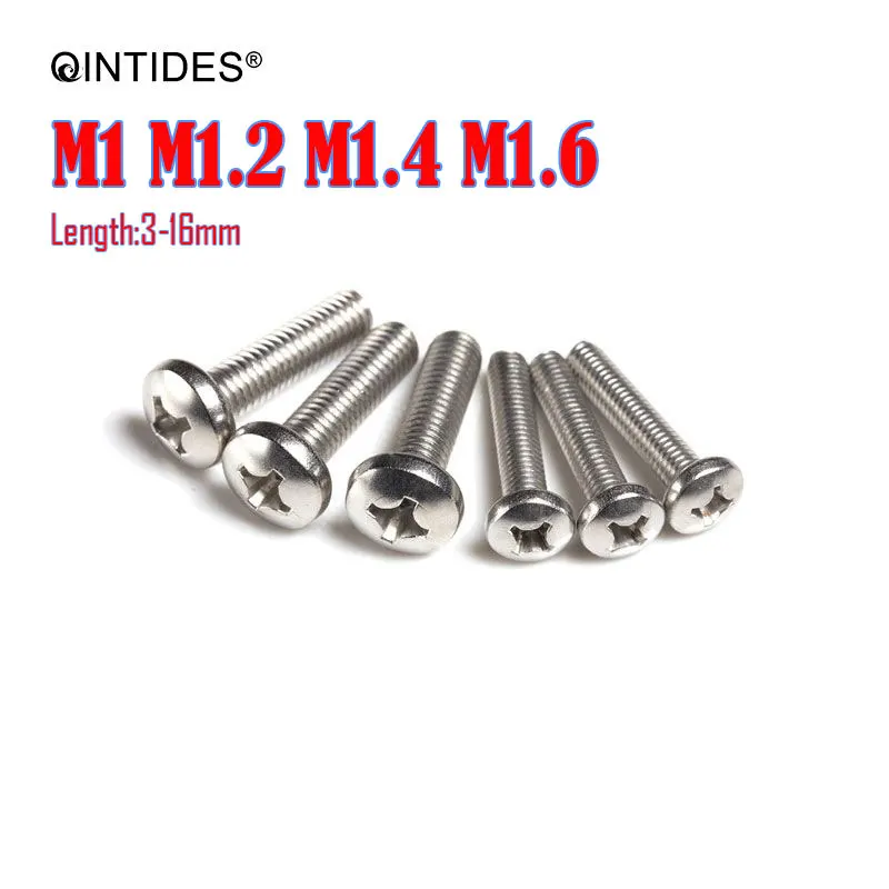 QINTIDES M1 M1.2 M1.4 M1.6 крестовые встраиваемые Винты с круглой головкой из нержавеющей