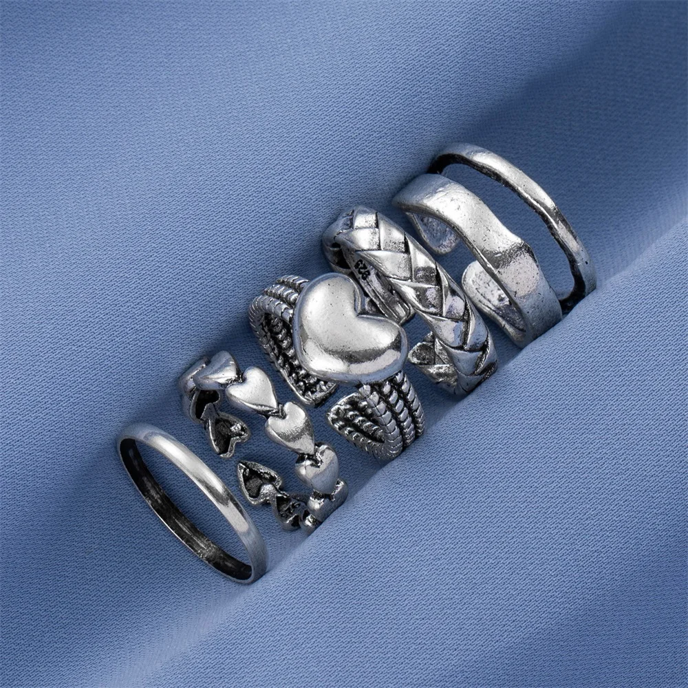 5 шт. винтажный Готический набор колец для влюбленных мульти Ele Мужской комплект