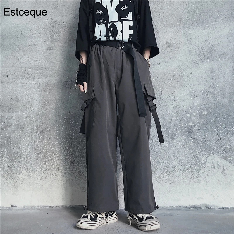 Повседневные мужские и женские брюки Harajuke штаны карго с высокой талией