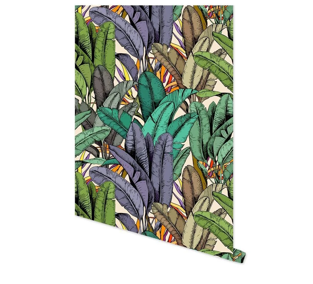

MultiColor Removable Vinyl Purple Leaves Self Adhesive Contact Paper Leaves Texture Peel and Stick Wallpaper for Room Home Decor