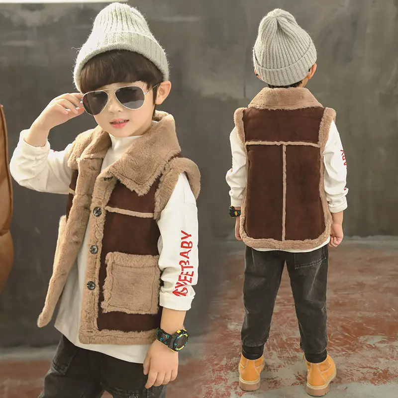 Винтажный детский утепленный жилет зимний шерстяной для мальчиков ковбойский