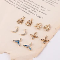 diy jewelry accessories alloy pendant moon fish tail crown clover handmade bracelet earrings material pendant