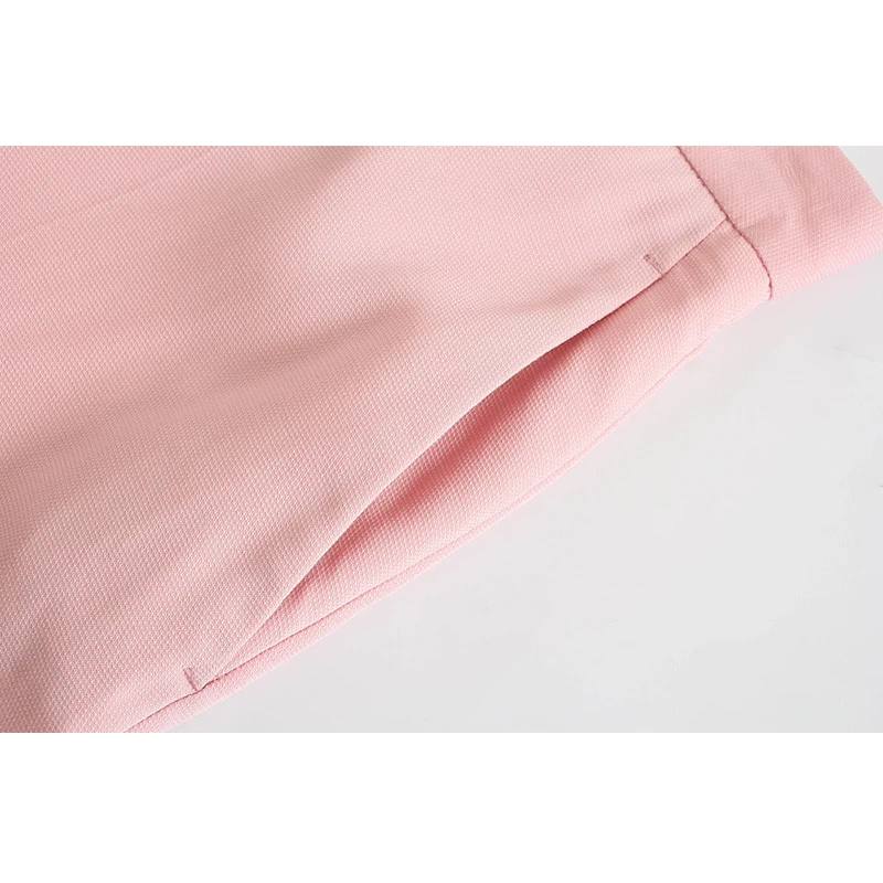 

Za Fashion Women's Set Chic Double Breasted Elegant Pink Blazer Pants Suit Set Coat and Pants LT1080