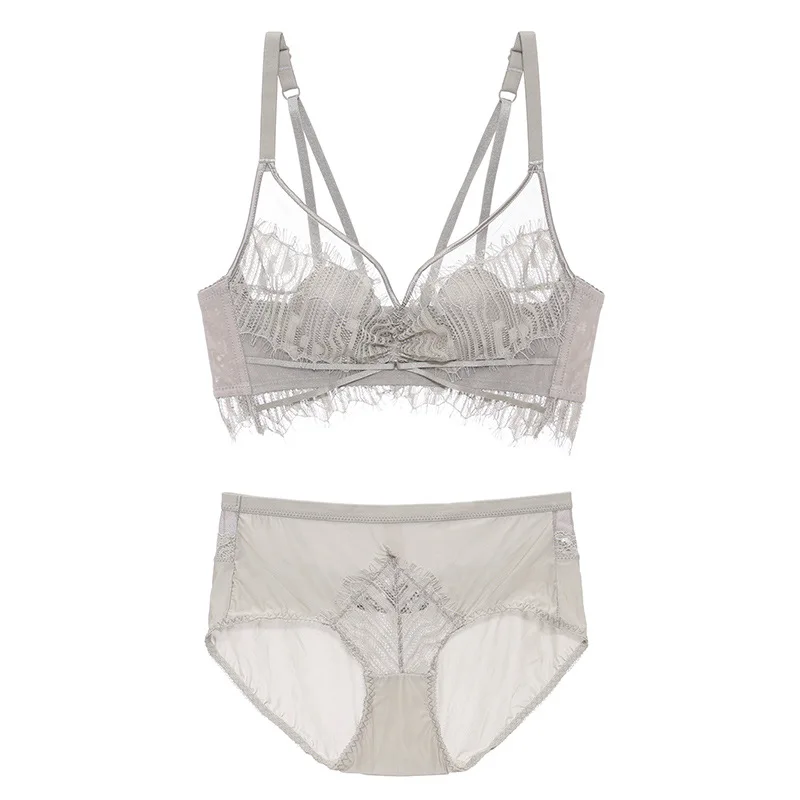 Backstrom Women Ultra-Thin Wire Free Gather Lingerie Sets Minimizer Sexy Lace Modal Brassiere No Ring Close Furu Bralette