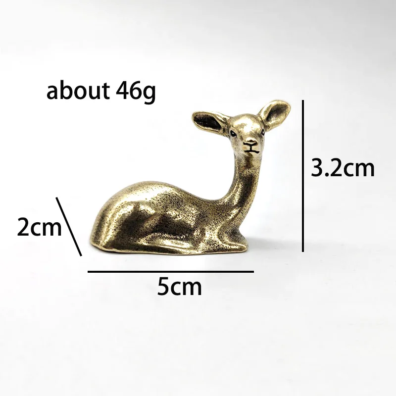 

Pure Copper Lying Sika Deer Figurines Miniatures Small Desktop Ornament Vintage Brass Mini Animal Statue Tea Pet Home Decoration