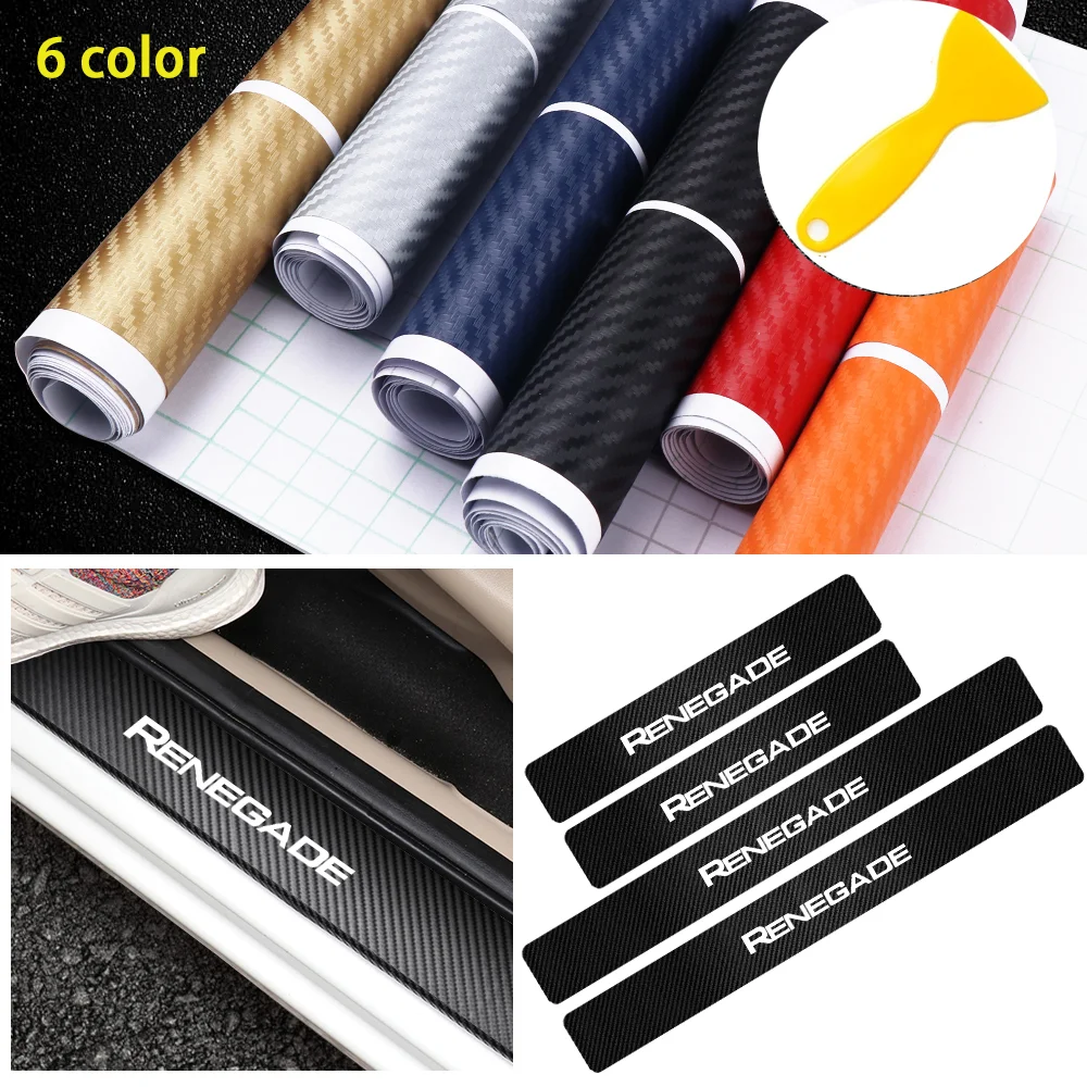 4 шт. Автомобильная наклейка на порог из углеродного волокна для jeep renegade Patriot Wrangler