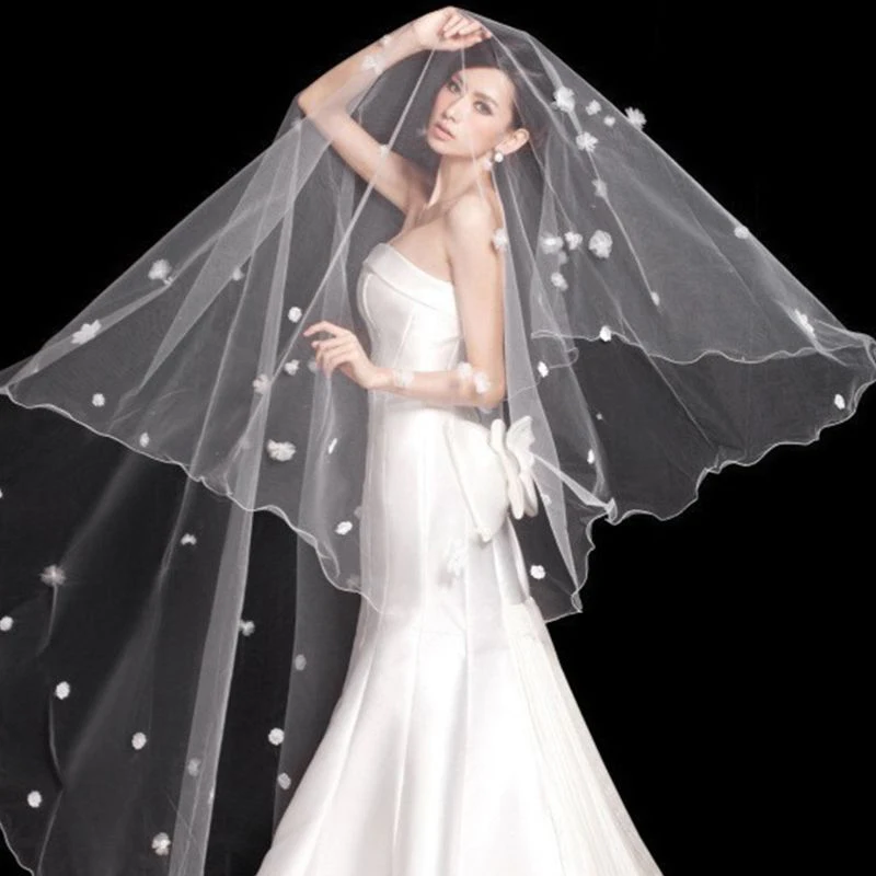 Тюлевое свадебное платье вуаль белые цветы Супер длинная для невесты свадебные