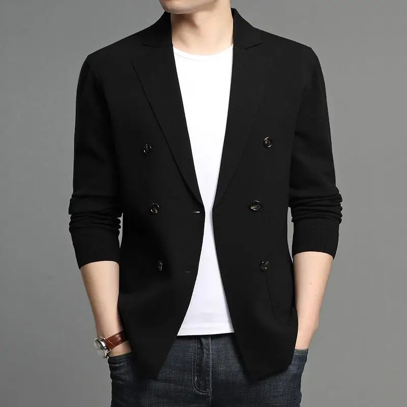 

Korean fashion tooling jacket men's spring and autumn loose men's jacket casual middle-aged Blazer men's knitwear
