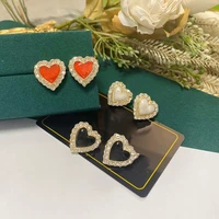 plated earrings heart of earring stud for birthday gift women pendientes