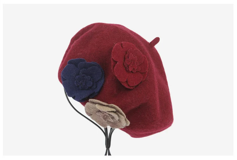 Женская Шапка-бини JOYHY осенне-зимняя теплая из 100% шерсти с цветочным рисунком 2021 |