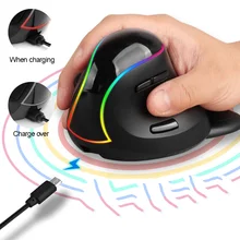 Wireless Vertical Mouse USB Rechargeable RGB Gaming Mouse Optical 1600DPI Ergonomic Mice 2.4G PC Gamer Mause For Laptop Notebook