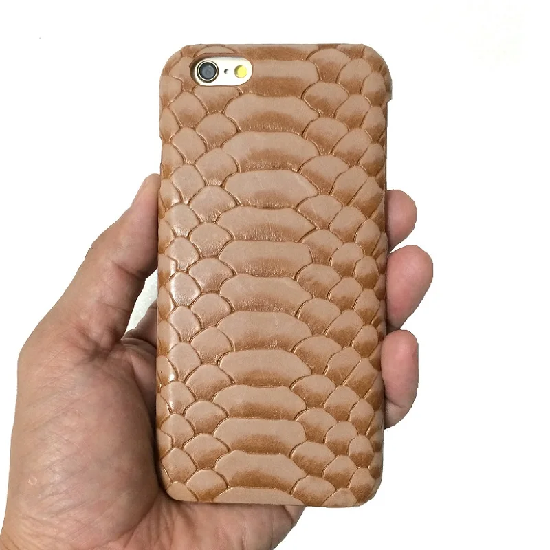 Тонкий чехол Solque из натуральной кожи для iPhone 6, 6S Plus, Роскошный чехол для мобильного телефона из кожи питона и змеиной кожи, ультратонкая жесткая задняя крышка синего цвета - Цвет: Brown iPhone Case