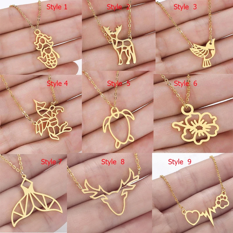 Чандлер оригами для ручной работы животное ожерелье из нержавеющей стали