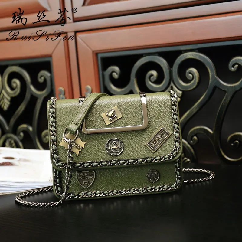 2020 Новая роскошная женская винтажная сумка с заклепками и цепочкой квадратная