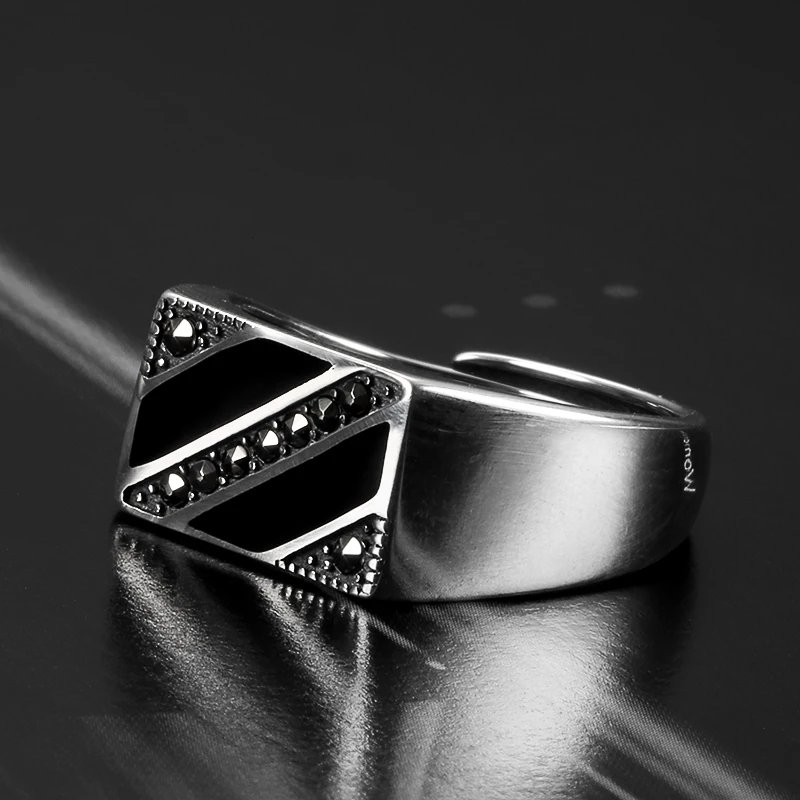 Мужское кольцо из серебра 925 пробы с эмалью|Кольца| |