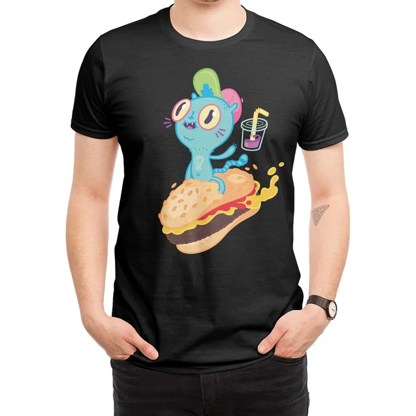 Catburger футболка гамбургеров еда Смешные радикальные Юмор закуски животные черепа