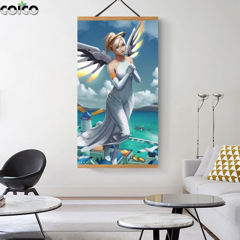 

Overwatchs D.Va Anime Wall Art Canvas Painting Sexy Girl Pop Art Poster Modern Game Figure Print Painting Picture Magnetic Frame