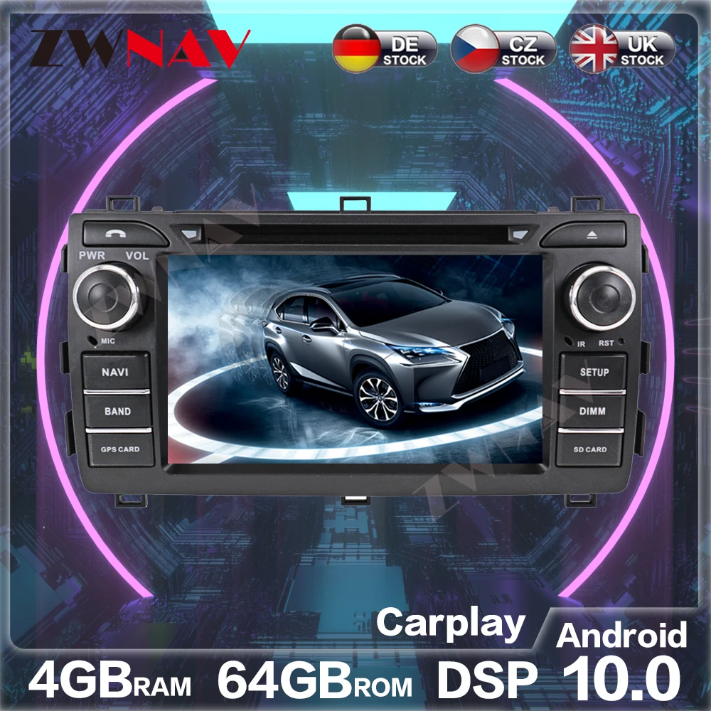 ZWNAV Android 10 2 Din автомобильный DVD мультимедийный плеер для TOYOTA AURIS 2013 2015 WIFI