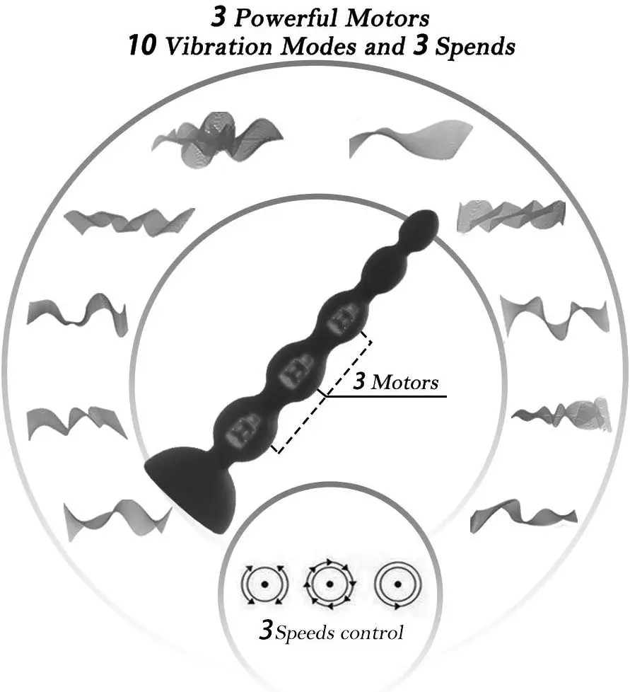 Анальный вибратор HIMALL 10 режимов длинные шарики массажер простаты гибкая