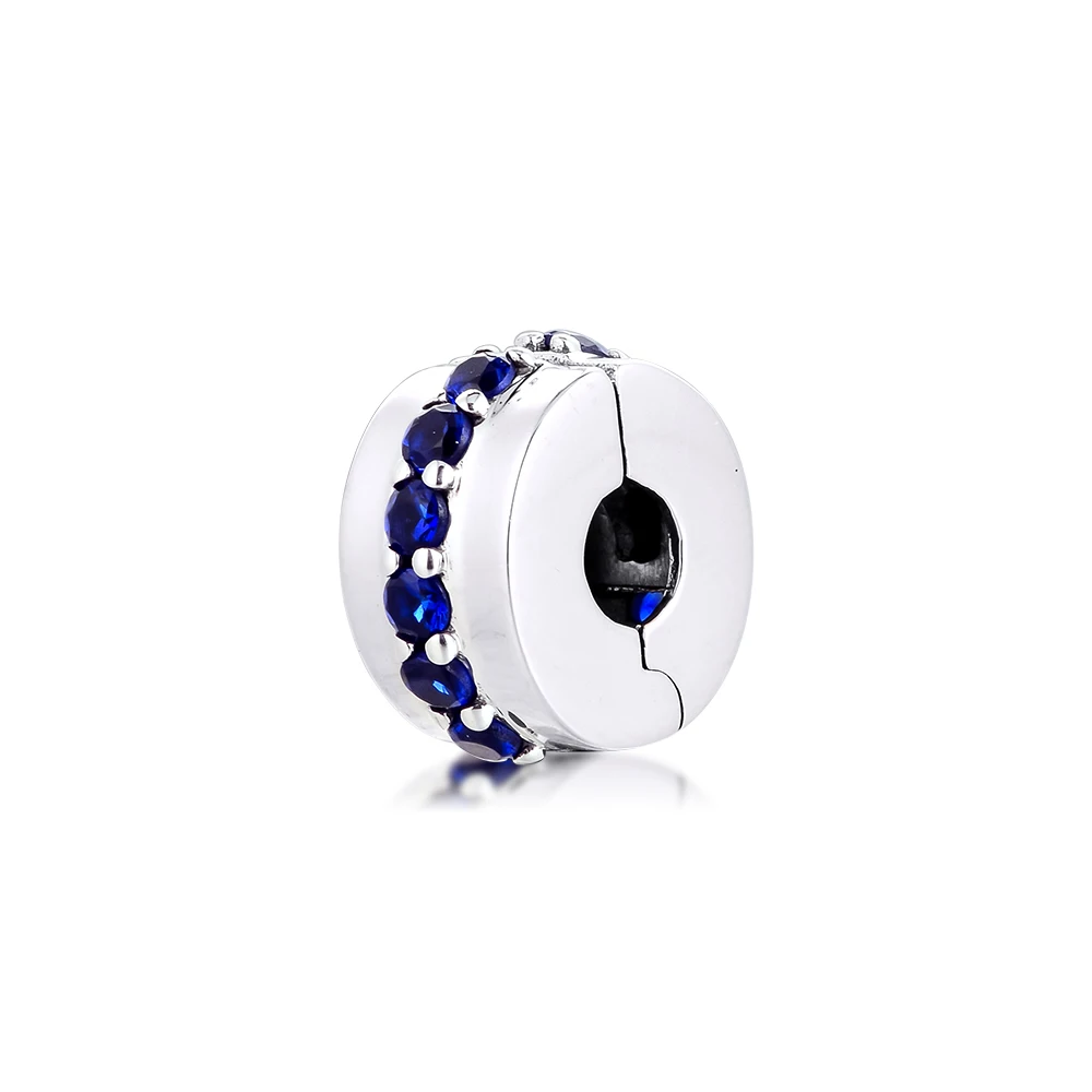 

Blue Sparkling Clip Charm Genuine 925 Sterling Silver Beads for Women Jewelry Making DIY Fits Bracelet Kralen Berloques