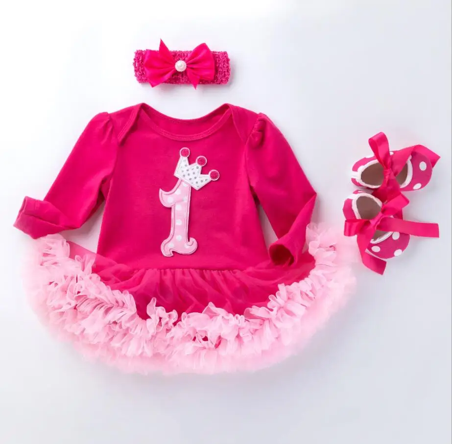 Комплект из 3 предметов, платье-пачка для девочек 1-2 лет на день рождения, нарядное платье-пачка для маленьких девочек, наряд для младенцев, повязка на голову для детей 0-24 месяцев