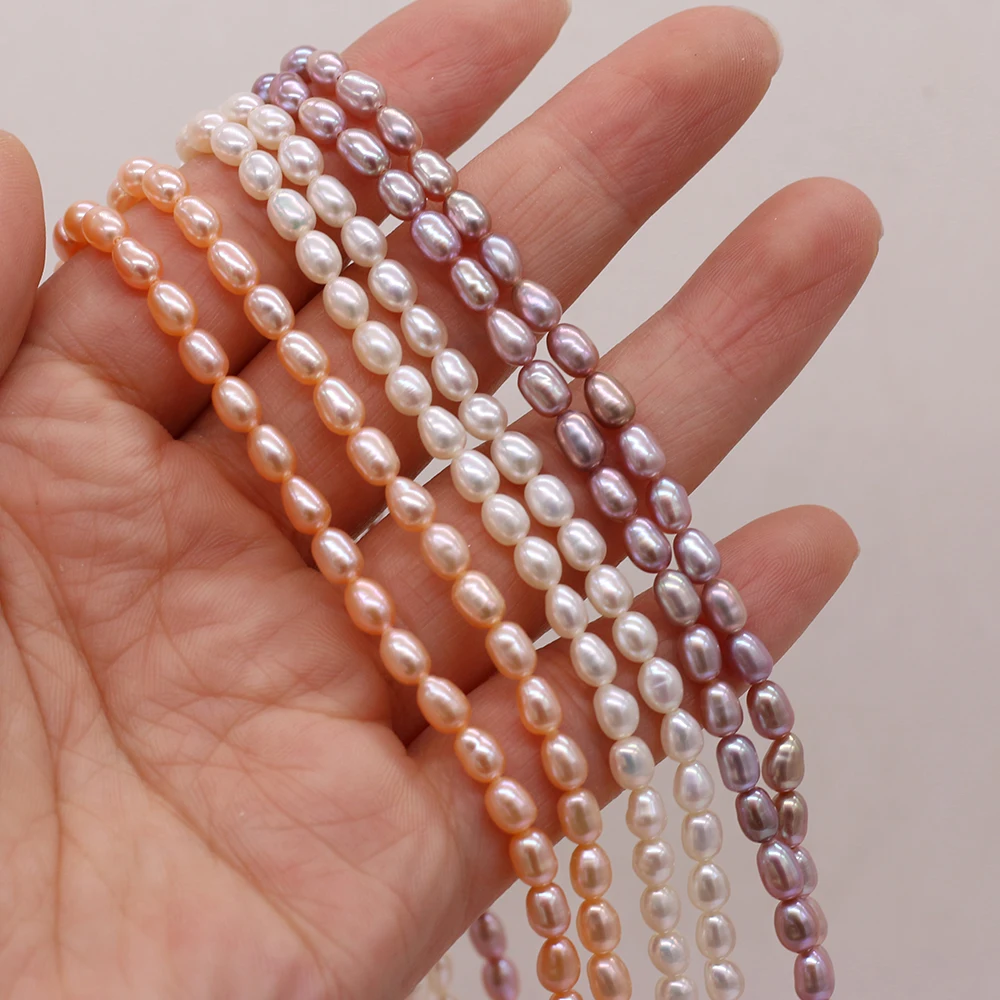 

Бусины Из Натурального пресноводного жемчуга в форме риса, аксессуары для браслетов и ожерелий 3,5-4 мм