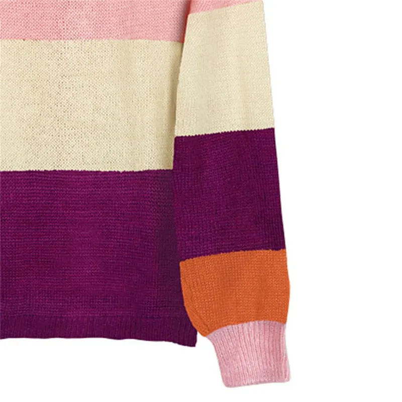 Женский свитер вязаная куртка осеннее пальто новинка 2019 Модные Полосатые