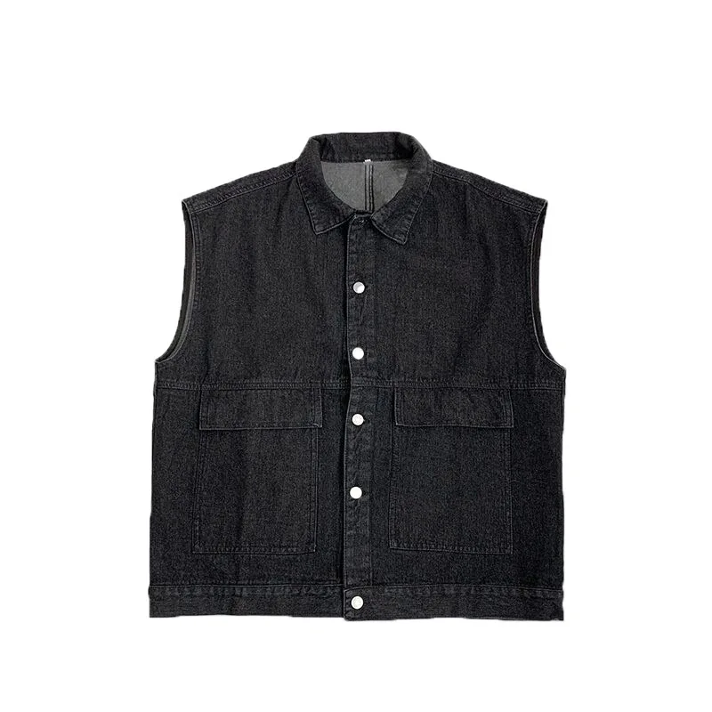 

2021 Summer Denim Jacket with Waistcoat Men Trend Loose Sleeveless Workwear Vest