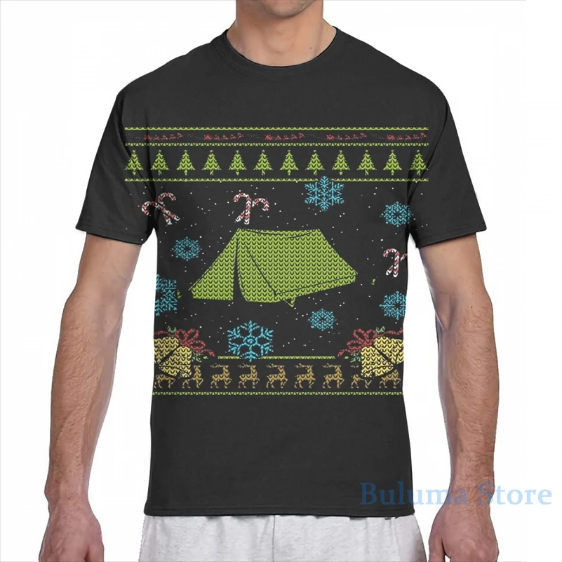 Футболка для кемпинга походов Рождества уродливый свитер дизайн Мужская